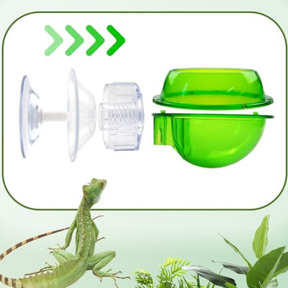 PINVNBY Reptile Bowl with Suction Cup,Chameleon Feeding Bowl,Gecko Food and Water Feeding Dish Pet Feeder Supplies Accessories for Lizards,Snakes,Bearded and Dragons(4 Pcs) - size: 【4 PCS】