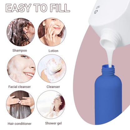 Travel Shampoo Bottle, Empty Plastic Squeeze Bottles 8.8oz with Flip Cap, Lotion Container for Toiletries Travel Size Shampoo and Conditioner - color: Blue
