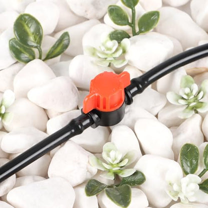 RedChili 30 Pack 1/4" Drip Irrigation Shut Off Valves, in-Line Barbed Ball Valve for 1/4 Inch Drip Irrigation Tubing Anti-Drop Drip Line Water Flow Control Valve Parts for Garden Irrigation System - size: 1/4" Shutoff Valve-30P