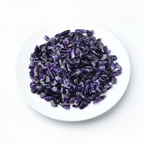 Erliway Deep Amethyst Crystal Chips Bulk for Vase Filler, 0.5 lb 7-9mm | Natural Crushed Crystal Stone for Spell Jar, Aquarium Gravel, Reiki Healing Meditation, Jewelry Making, Resin Art, Home Décor - color: Deep Amethyst