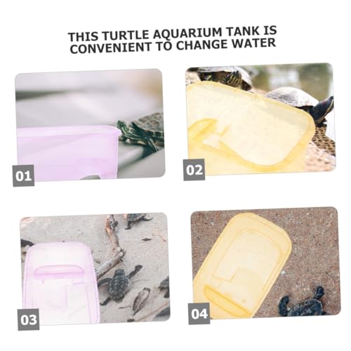 Totority 4pcs Turtle Tank Platform Indoor Multi-Function Aquarium for Turtles Non- Ramp for Climbing Convenient Cleaning Habitat for Small Creatures Amber