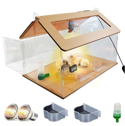 5 in 1 Chick Starter Kit 40-50 Chick Brooder Box Small Chicken Coop | Brooder Heat Lamp 2,Baby Chicken Box,Chicken Feeder,Waterer,Thermo-hygrometer