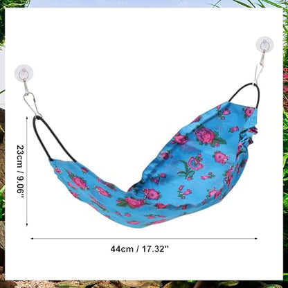 Bearded Dragon Hammock, Lizard Hammock with Suction Cups and Hooks, Bearded Dragon Tank Accessories, Reptile Lounger for Chameleon Geckos, Blue, 1 Set - color: Blue Floral