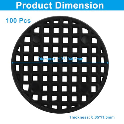 Plant Drainage Mesh Pads, 1.8 Inch, 100pcs Plastic Grid Mat | Round, Breathable Soil Guard, for Potted Plants, Bonsai, Black - size: 1.8 Inch