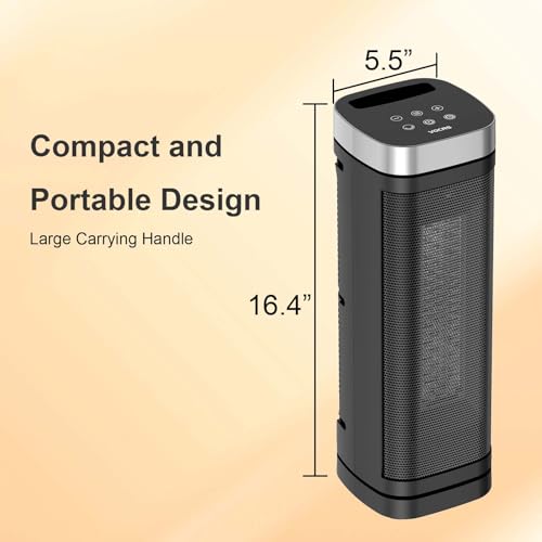 Portable Space Heater, 1500W Electric Heaters with Remote Control, PTC Fast Heating Ceramic Heater with Overheat and Tip-Over Protection, Ideal for Home, Bedroom, and Office Use - size: 16.4''/70°Oscillation