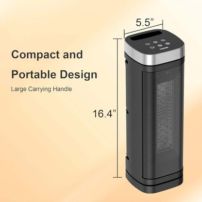 Portable Space Heater, 1500W Electric Heaters with Remote Control, PTC Fast Heating Ceramic Heater with Overheat and Tip-Over Protection, Ideal for Home, Bedroom, and Office Use - size: 16.4''/70°Oscillation