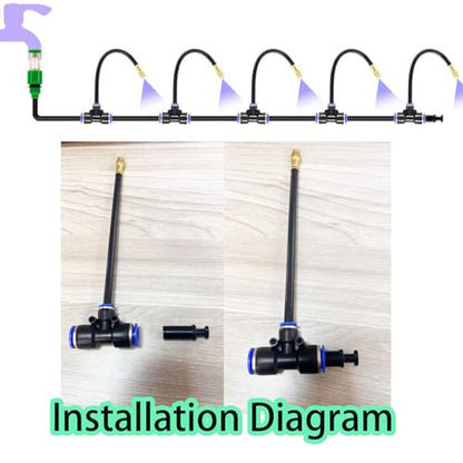 Automatic Greenhouse Drip Irrigation Kit – 20 Brass 360° Adjustable Nozzles, 65FT 1/2" Tubing & Misting System – Easy Setup & Water Saving for Hydroponics, Raised Beds, Flower Gardens & Outdoor Plants