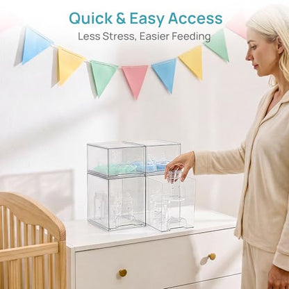 Vtopmart 4 Pack Baby Bottle Organizer Set, Stackable Storage Drawers Ideal for Kichen Countertop, Vanity, Bathroom, Cabinet, Pantry Organization - style: 2 Small+2 High
