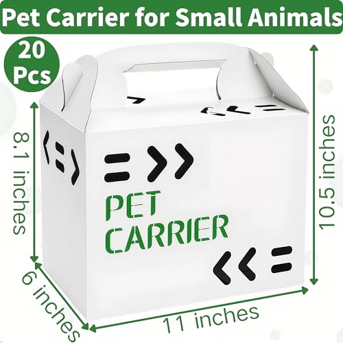 Coloch 20 Pack Cardboard Pet Carrier for Small Pets, 11x8x6 Inches Disposable Pet Transport Box for Small Pets, Chicks, Pullets, Fowls, Hamsters, Gerbils, Not for Adult Cats or Dogs