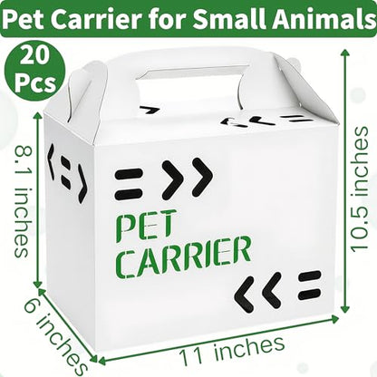 Coloch 20 Pack Cardboard Pet Carrier for Small Pets, 11x8x6 Inches Disposable Pet Transport Box for Small Pets, Chicks, Pullets, Fowls, Hamsters, Gerbils, Not for Adult Cats or Dogs