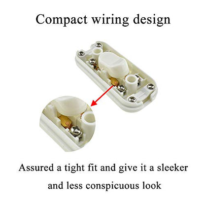 HAHIYO 6A 250V Inline Cord Switch Rocker Button Double Pole Feed-Through Control Switch Compact Wiring Design Easy Install Multi-Function 1 PCS for Kitchen Lights Bedroom Table Lamp Light Gauge Wire