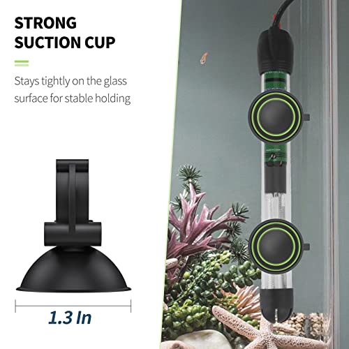 Pawfly 12 Pack Aquarium Heater Suction Cups Suckers with 0.95 Inch Clips Black Standard Heating Rod Holders Clamps for Fish Tanks (Not for Airline Tubing), 1.3 Inch