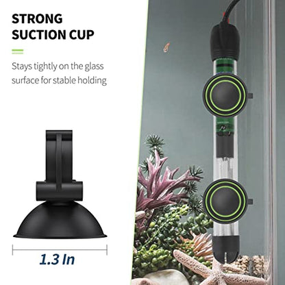Pawfly 12 Pack Aquarium Heater Suction Cups Suckers with 0.95 Inch Clips Black Standard Heating Rod Holders Clamps for Fish Tanks (Not for Airline Tubing), 1.3 Inch