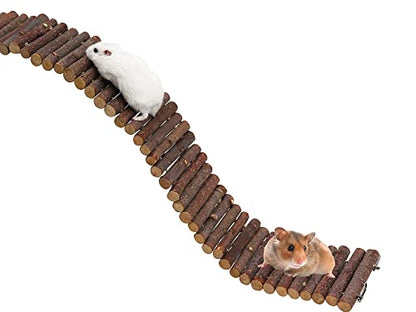 Rat Ladder Bridge, Wooden Hamster Climbing Ladder Toy, Small Animals Cage Accessories for Bird Parrot Hamster Mouse Rat Sugar Glider Hermit Crab Sugar Glider Chinchilla(23.62x3.14 Inches) - color: Apple Wood