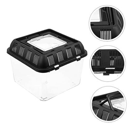 MERRYHAPY Turtle Transport Box Reptile Enclosures Travel Crate for Lizards Hide Transport Reptile Feeding Box