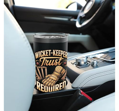 Wicket Keeper Trust Required Cricket Stainless Steel Insulated Tumbler - color: Black