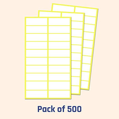 500 Pack, 1.5" x 0.5" - File Folder Labels Stickers, Matte White - size: 0.5" x 1.5" | 500 Labels