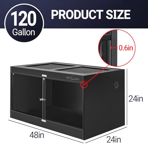 REPTI ZOO 120 Gallon PVC Reptile Tank Terrarium, 48x24x24 Reptile Terrarium for Ball Python Snake Bearded Dragon Gecko, Large Reptile Glass Tank with Sliding Door & Screen Ventilation - style: 48x24x24"