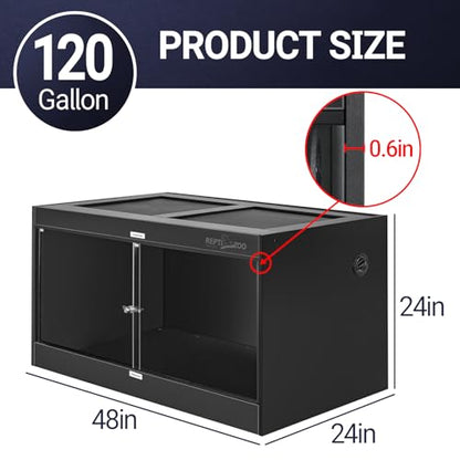 REPTI ZOO 120 Gallon PVC Reptile Tank Terrarium, 48x24x24 Reptile Terrarium for Ball Python Snake Bearded Dragon Gecko, Large Reptile Glass Tank with Sliding Door & Screen Ventilation - style: 48x24x24"
