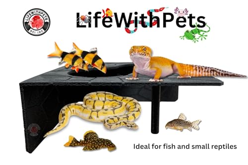 Aquarium Corner Hide for Fish Aquarium Undergravel Fish | Unique Underground Viewing Tunnel | Large Black Size 7.5" Lx 7.5" L x 3" H