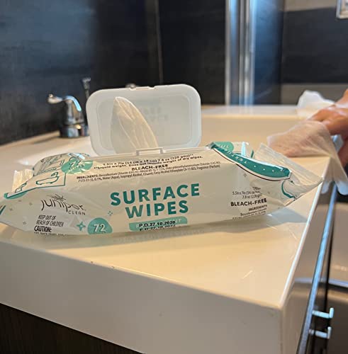 Juniper CLEAN 24 Pack Surface Cleaning Wipes Bleach Free, All-Purpose Cleaner for Bathroom, Kitchen, Office, 1728 Count Soft Flow, Fresh Scent, Bleach Free, Lint Free, Durable - size: 72 Count (Pack of 24)