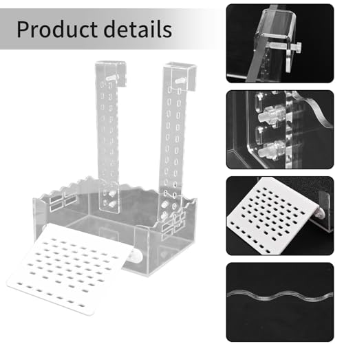VIKKSAER Turtle Basking Platform with Simulated Lawn, Transparent Aquatic Reptile Tortoise Resting,Turtles Aquarium Dock, Hanging Ramp Climbing Shelf