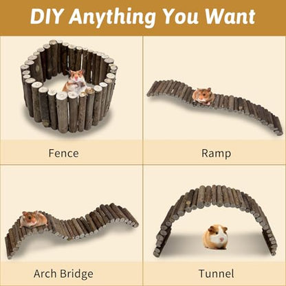 Hamiledyi Hamster Bridge Wood Hamster Climbing Ladder Rat Ladder Bridge Small Animals Cage Accessories for Dwarf Syrian Hamster Mice Gerbils Sugar Glider Wooden Hideout Toy (25.6×3.5IN) - size: 25.6" × 3.5" (1 pcs)