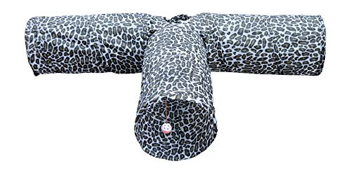 3 Way Cat Tunnel. Extra Large 12 Inch Diameter and Extra Long. A Big Collapsible Play Toy. Wide Pet Tunnel Tube for Rabbits, Kittens, Large Cats, and Dogs (Animal Print) - color: Animal Print