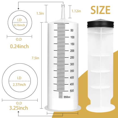 3 Pack 550ml Large Syringes with Tip Adapter, Sterile and Individual Sealed, Plastic Garden Syringe for Liquid, Paint, Oil, Watering Plants, Refilling - style: 550ml