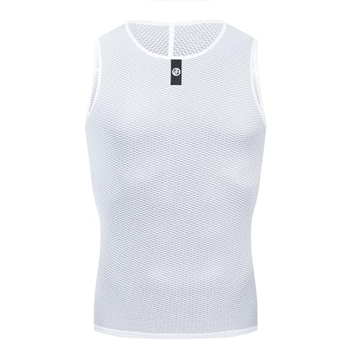 YKYWBIKE Men's Cycling Base Layer Sleeveless Cycling Jersey Men Quick Dry Bicycle Undershirt Mesh Bike Base Layer Vests - color: White, size: X-Small