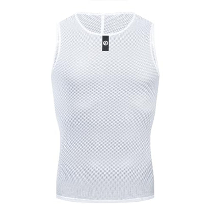 YKYWBIKE Men's Cycling Base Layer Sleeveless Cycling Jersey Men Quick Dry Bicycle Undershirt Mesh Bike Base Layer Vests - color: White, size: Large