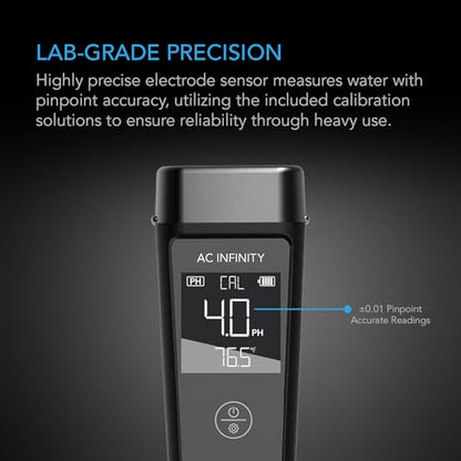 AC Infinity pH Meter PRO Kit, High Precision Digital pH Pen | ±0.1 pH Accuracy & Interchangeable Probe, Nutrient Test pH Meter for Water Hydroponics, Gardening, Aquariums, Swimming Pools - size: pH Meter PRO Kit