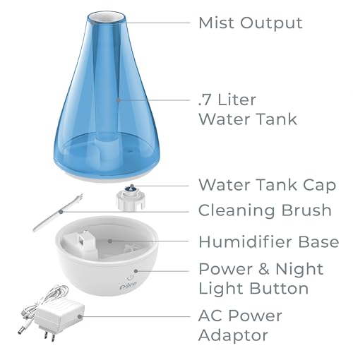 Pure Enrichment MistAire Studio Ultrasonic Cool Mist Humidifier - Small & Compact, Overnight Operation, 2 Mist Settings, Optional Night Light, & Auto Shut-Off - For Offices, Plants & Small Spaces - size: MistAire Studio (Small)