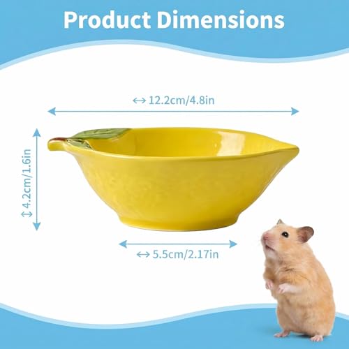 Ceramic Lemon Pet Hamster Bowl, Easy to Clean Anti Flipping Guinea Pig Food and Water Bowl Small Animal Bowls for Parrots Rabbit Hedgehog Squirrel Golden Bears Hamster cage Accessories