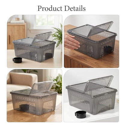 Healeved Plastic Reptile Feeding Box with Adjustable Environment Settings and Efficient Ventilation System, Breeder Box for Bearded Dragons, Spiders, and Small Reptiles
