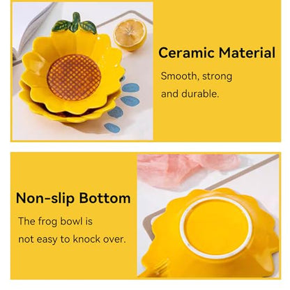 JSLZF Tree Frog Habitat Frog Water Bowl Dish Bathtub Tank Accessories Terrarium Decor Ceramic Aquarium Decoration Sturdy and Not Easy to Knock Over