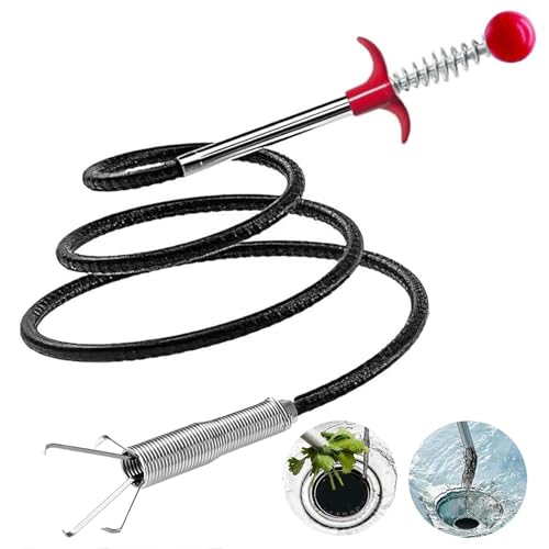 Upgraded Drain Snake, 61 inch plumbing snake，Sink Snake Drain Clog Remover for Sewer Kitchen Bathroom - style: 61IN