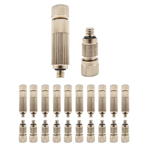 20 Pcs Stainless Steel Misting Nozzles, 3/16" Thread 10/24 UNC | for Outdoor Cooling Misting System, High Pressure Anti Drip Cleanable, 0.3mm and 0.5mm Orifice