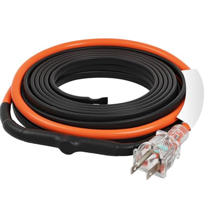 VEVOR Self-Regulating Pipe Heating Cable, 12FT 5W/FT Heat Tape for Pipes Freeze Protection, Water Pipe Heat Cable with Built-in Thermostat Protects PVC Hose, Metal and Plastic Pipe from Freezing - size: 12 Feet