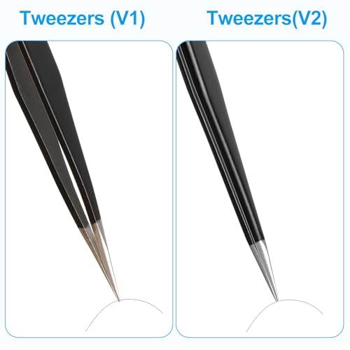 YHYZ 9PCS Precision Tweezers Set, Upgraded Anti-Static Stainless Steel Precise Tweezers (Fine, Curved, Flat), Perfect for Craft, Electronic, Soldering, Model, Hobby, Jewelry Making, Laboratory - style: 9pcs with case, V2