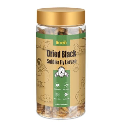 BeyondFeed™ Dried Black Soldier Fly Larvae - Nutrient-Rich, Sustainable Feed for Chickens, Ducks, Birds, Reptiles, Fish, Hamster, Turtles and More (1 Bottle (35g/ 1.23oz)) - size: 11 Ounce (Pack of 1)