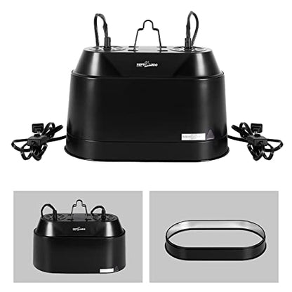 REPTI ZOO Dual Reptile Light Fixture 2 in 1 Deep Dome Lamp Fixture, Double-Layer Connectable Design Reptile Heat Lighting Lamp Fixture with Independent Switches, Max 200W - size: 200W
