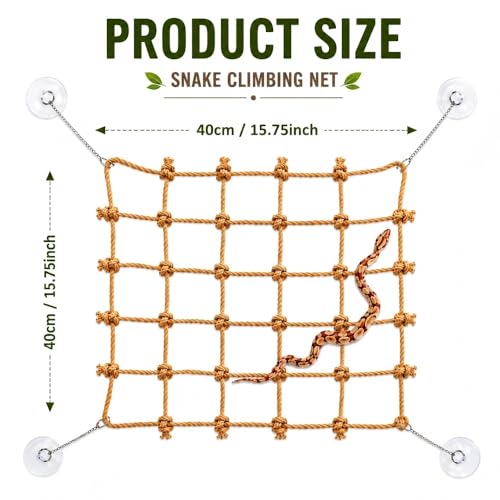 Snake Climbing Net, Natural Jute Rope Decor, Snake Tank Supplies, Reptile Hammock for Terrarium, Geckos, Bearded Dragons