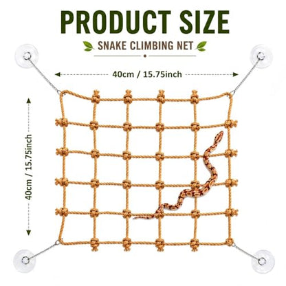 Snake Climbing Net, Natural Jute Rope Decor, Snake Tank Supplies, Reptile Hammock for Terrarium, Geckos, Bearded Dragons