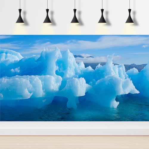Winter Splendid Iceberg Fish Tank Background Icebergs Formations Closeup Aquarium Background Wintry Frosty Coast Iceberg Terrarium Backgrounds Blue Sky Winter Lake Reptile Tank Backgrounds 30x18in - color: Cold Blue, size: 30(W)x18(H)inches/ 75(W)*45cm(H)