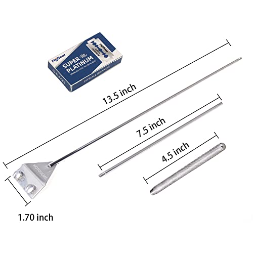 HOTOOLME Aquarium Scraper, 25.6" Stainless Steel Scraper Cleaning Razor with 10 Blades for Glass Aquarium Fish Tank | Long Handle, Aquarium Razor Blade Scraper, Fish Tank Cleaner, Aquarium Glass Cleaning Tools for Glass Aquariums
