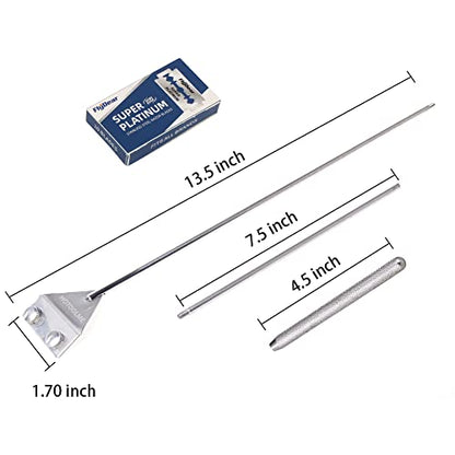 HOTOOLME Aquarium Scraper, 25.6" Stainless Steel Scraper Cleaning Razor with 10 Blades for Glass Aquarium Fish Tank | Long Handle, Aquarium Razor Blade Scraper, Fish Tank Cleaner, Aquarium Glass Cleaning Tools for Glass Aquariums