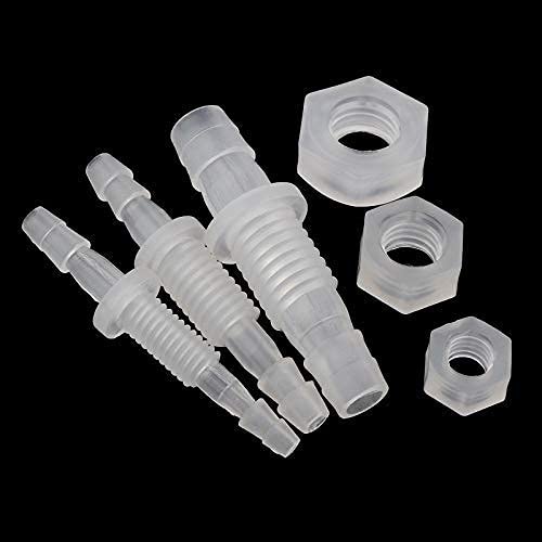 1/4" Hose ID barb Thru-Bulk Bulkhead Fittings Union Adapter Plastic Fittings with Stainless Steel Washers for Aquarium Water/Fuel/Air (Pack of 6) - size: 1/4 Inch, style: 6