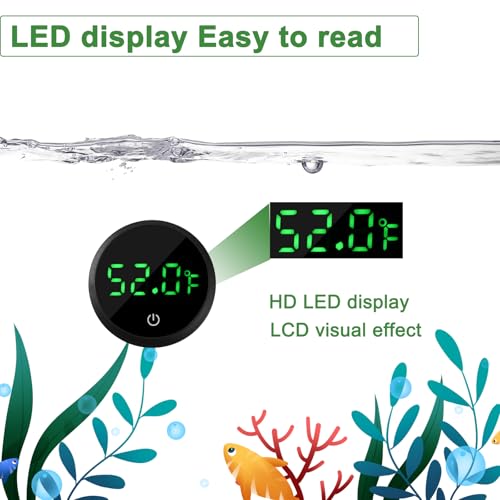 Aquarium Thermometer Digital Fish Tank Thermometer with Spare Battery | Highly Accurate,Led Display,Stickable Fish Tank Temperature Gauge for Betta Axolotl Turtle Tank