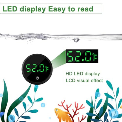Aquarium Thermometer Digital Fish Tank Thermometer with Spare Battery | Highly Accurate,Led Display,Stickable Fish Tank Temperature Gauge for Betta Axolotl Turtle Tank